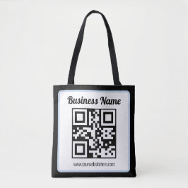 Bolso De Tela Código QR y texto editables con borde azul claro