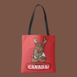 Bolso De Tela ¡Codos Arriba Canadá! Ratón Divertido Sosteniendo 