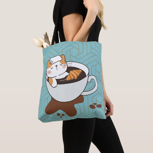Bolso De Tela Coffee Cat Spa (Detalle)