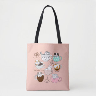 Bolso De Tela Coffee Cats Funny
