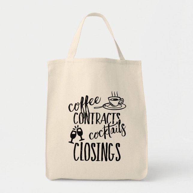 Bolso De Tela Coffee Contracts Cocktail Closrealtor (Frente)