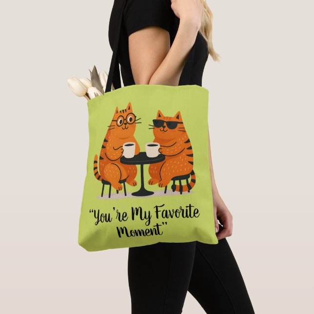 Bolso De Tela Coffee Date Cat Couple (Detalle)