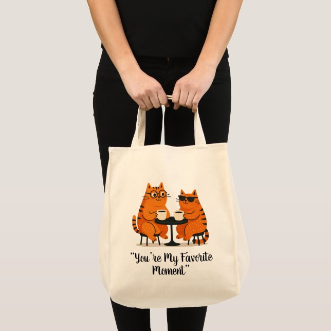 Bolso De Tela Coffee Date Cat Couple Tote Bag (Anverso (producto))