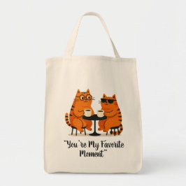 Bolso De Tela Coffee Date Cat Couple Tote Bag