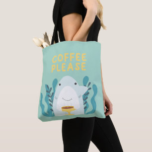 Bolso De Tela Coffee de bebida de tiburón suave Tote Bag