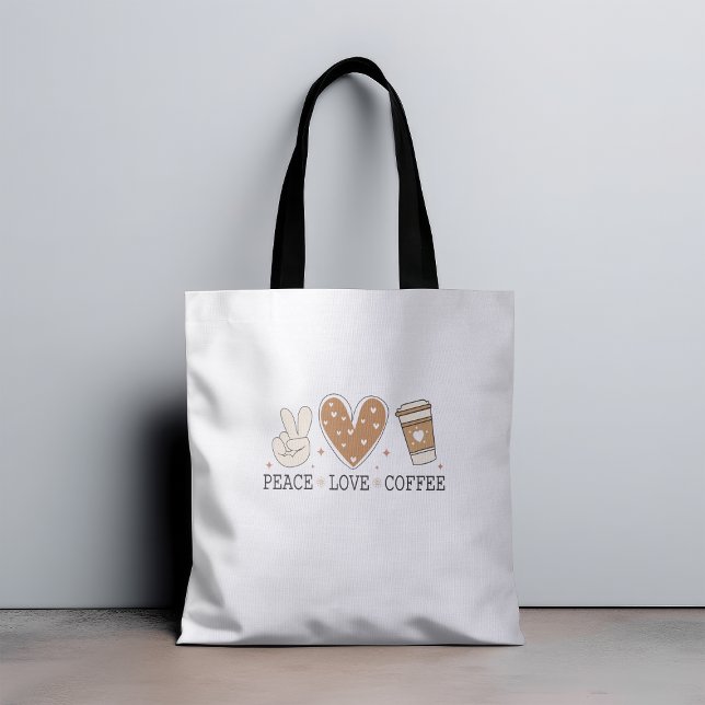 Bolso De Tela Coffee de Peace Love I Love Coffee Cote Funny Happ (Subido por el creador)