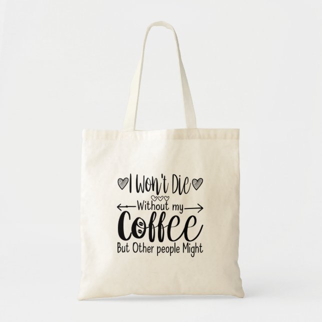 Bolso De Tela Coffee divertido en blanco y negro (Frente)