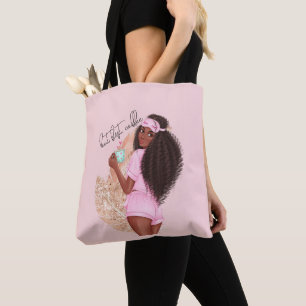 Bolso De Tela Coffee Faux Purpurina Chica Hair Rosa Rosa