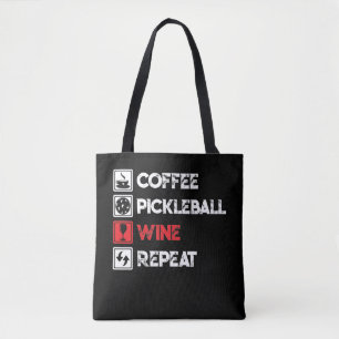 Bolso De Tela Coffee Pickleball Wine Repeat Funny