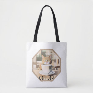 Bolso De Tela Coffeow Busy Cute Cat