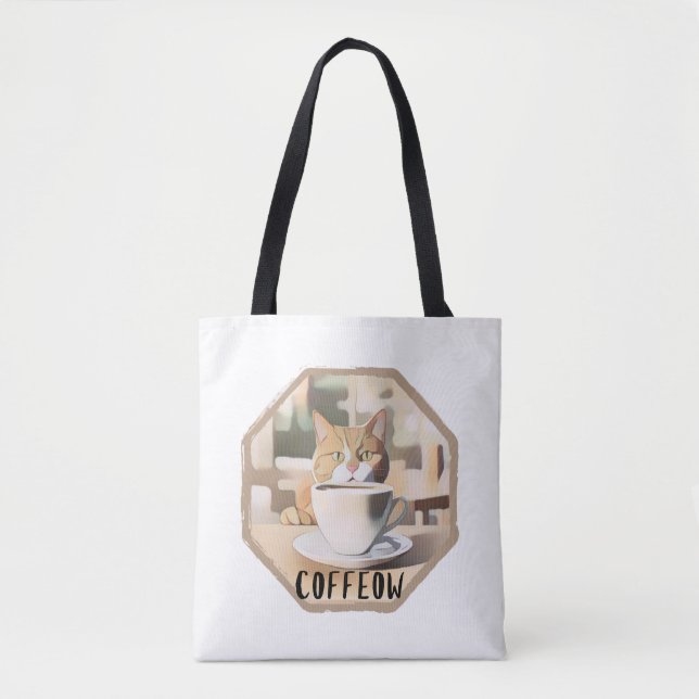 Bolso De Tela Coffeow Busy Cute Cat (Anverso)