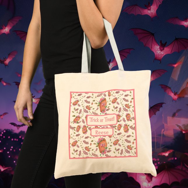 Bolso De Tela Coffin con murciélagos de rosas rosas rosas rosas (Subido por el creador)