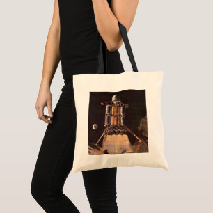 Bolso De Tela Cohete de ciencia ficción vintage despegando del p