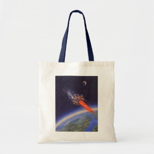Bolso De Tela Cohete de ciencia ficción vintage en el espacio so