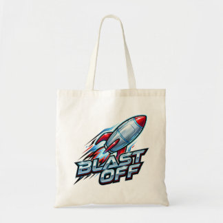 Bolso De Tela Cohete Espacial de Cromo Despegando