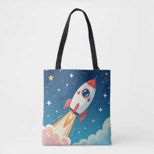 Bolso De Tela Cohete espacial lindo despegando