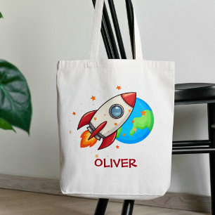 Bolso De Tela Cohete Rojo Lindo en el Espacio