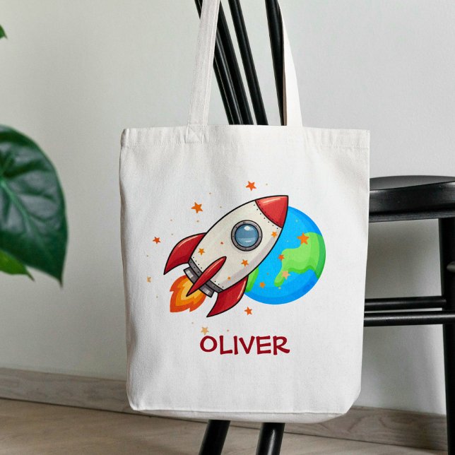 Bolso De Tela Cohete Rojo Lindo en el Espacio (Subido por el creador)