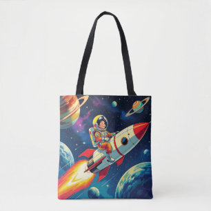 Bolso De Tela Cohetes escuetos en el cumpleaños del astronauta e