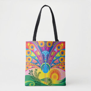 Bolso De Tela Cola de Pavo Real