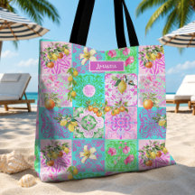 Colage floral de baldosas de cítrico siciliano ros