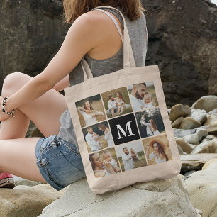 Bolso De Tela Colaje de 8 Fotos Personalizadas Modernas