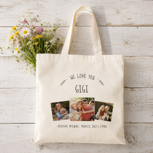 Bolso De Tela Colaje de Fotos Abuela Rústico TE AMAMOS GIGI
