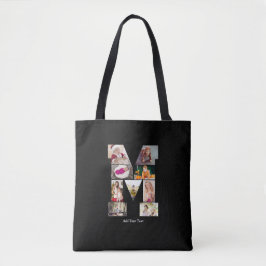 Bolso De Tela Colaje de fotos con letra M en blanco y negro