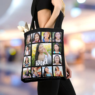 Bolso De Tela Colaje de fotos moderno y negrita de graduación K–