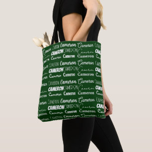 Bolso De Tela Colaje de nombre personalizado Cool Green