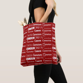 Bolso De Tela Colaje de nombre personalizado rojo moderno