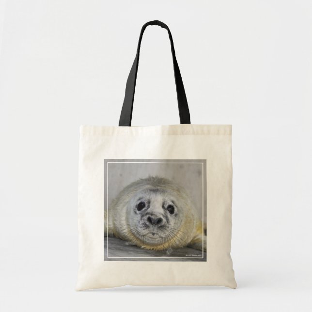 Bolso De Tela Colas de sellos grises (Frente)