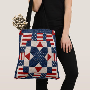 Bolso De Tela Colcha Patriótica Americana de Estrellas Entrelaza
