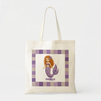 Bolso De Tela Colcha personalizada de sirena morada bonita
