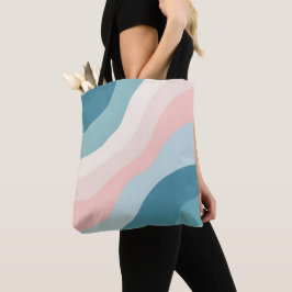 Bolso De Tela Colección abstracta moderna de rosa pálido y menta