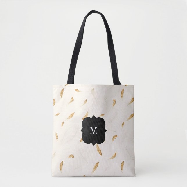 Bolso De Tela Colección Boho Moderna de Lujo Plumas (Anverso)