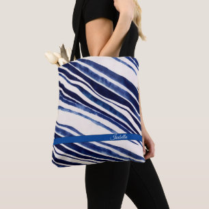 Bolso De Tela Colección de franjas populares de barcos azules de