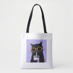 Bolso De Tela "Colección de gatos de Guay: gato negro con gafas