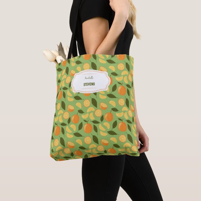 Bolso De Tela Colección de patrones de cesta de frutas - Naranja (Detalle)