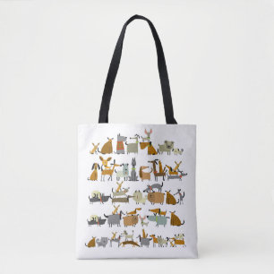 Bolso De Tela Colección de perros pequeños, ilustracion vintag