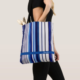 Bolso De Tela Colección de rayas de moda de la bota azul de la m