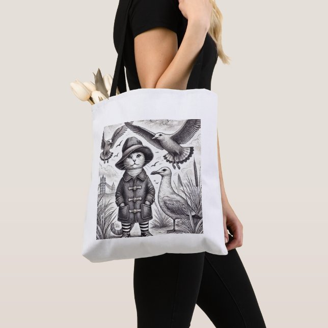 Bolso De Tela "Colección de surrealismo monocromo" (Detalle)