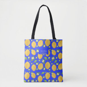 Bolso De Tela Colección Lemon Bloom azul estampado