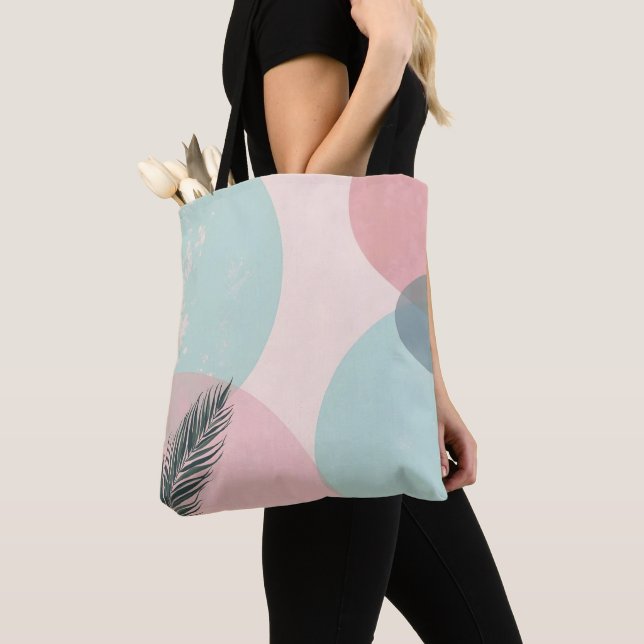 Bolso De Tela Colección moderna abstracta de rosa rubor menta (Detalle)