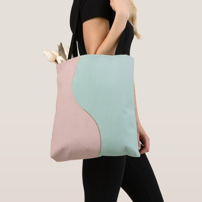 Bolso De Tela Colección Moderna Abstracta Rosa Claro Menta (Detalle)