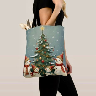 Bolso De Tela Colección Navideña de Familia de Muñeco de Nieve F