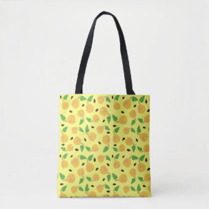 Bolso De Tela Colección Peras Doradas Amarillo Brillante