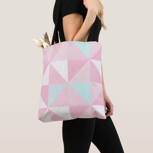 Bolso De Tela Colección Popular Abstracta Rosa Mint (Detalle)
