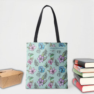Bolso De Tela Colegio Personalizar de Flores de Agua