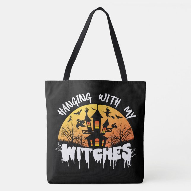 Bolso De Tela Colgando con mis brujas Halloween Tote Bag (Anverso)